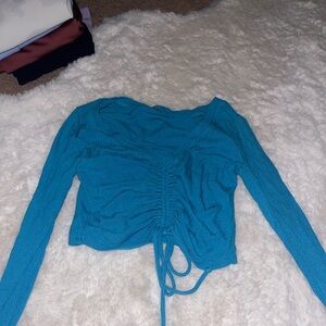 Blue Long Sleeve Ruched Top ALO